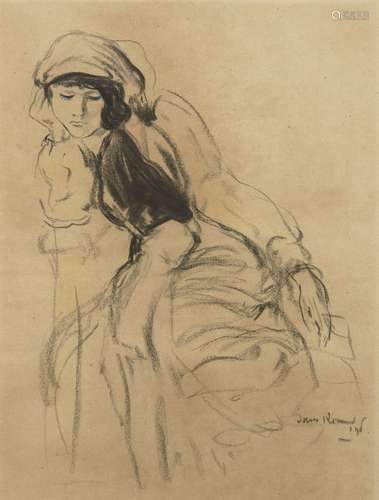 Jacob Kramer, Ukrainian/British 1892-1962- The Artist's Sister; charcoal, signed and dated '46, 43.