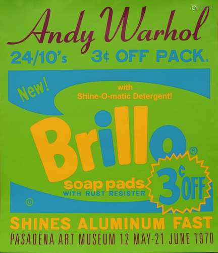 After Andy Warhol, American 1928-1987- Brillo Soap Pads exhibition poster, Pasedena Art Museum,