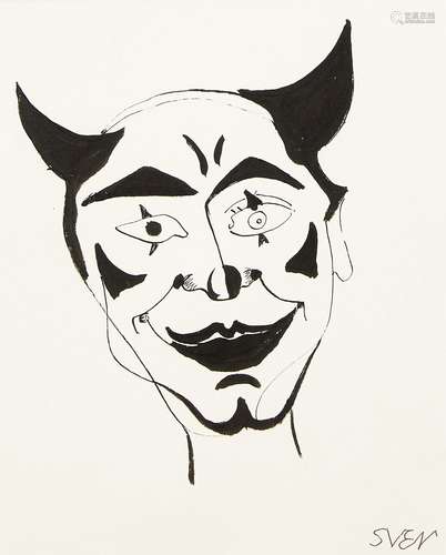 Sven Berlin, British 1911-1999- The Dancing Clown (page 113), c.1955; pen and black ink; 24.