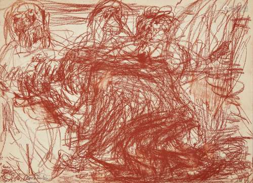 Erich Kahn, German/British 1904-1980- The Beggar, 1973; red chalk, signed, titled and numbered 'IXII