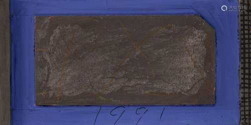 Bryan Illsley, British b.1937- Untitled blue and grey, 1991; mixed media, in artist's integral