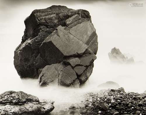 John Blakemore, American b.1936- Rocks & Tide, Fiog, North Wales, 1977, three, signed and titled and