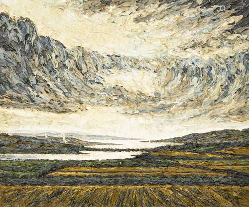 Paul Walls, Irish b.1965- Viewing the Harvest from Grianan, Co. Donegal; oil on canvas, 51x61cm (