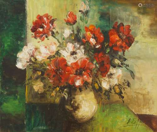 Sonia Gil Torres, Columbian b.1935- Still life of flowers; oil on canvas, signed, 51x61.5cmPlease