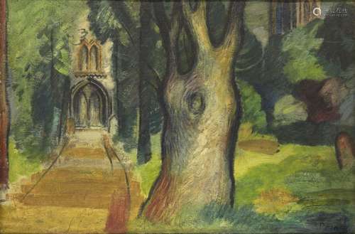 Pring, British, mid 20th century- Churchyard oil on board, signed, 41x61.5cmPlease refer to