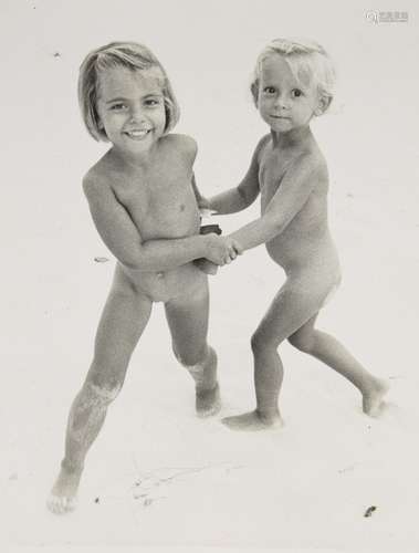 Norman Parkinson CBE, British 1913-1990- Brother and Sister Playing, vintage print, 25 x 20.5cm (