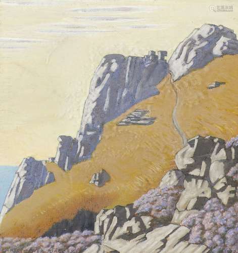 Christopher Gage Jacobs, British 1907-2004- Coastal landscape, Dorset; pastel and gouache on