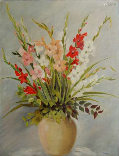 French School, early/mid 20th century- Still life of flowers; oil on canvas, signed Loubens and