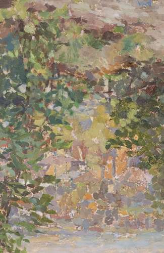 Diana Armfield RA, British b.1920- Malvern; oil on board, signed with initials, inscribed verso,