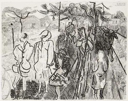 Anthony Gross CBE RA, British 1905-1984- Children going out into the Fields [Herdman 5501], 1955;