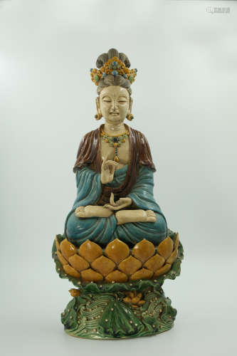 Chinese Porcelain Colored Bodhisattva