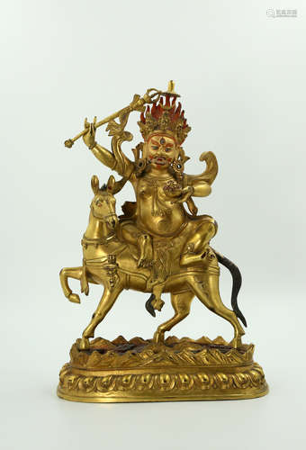 Chinese Copper Gold Gilded Statue