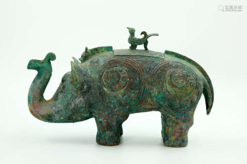 Chinese Bronze Elephant Shape Incense Burner