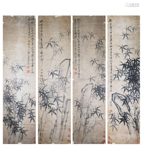Chinese Four Screens Of Ink Painting -  Zheng Banqiao