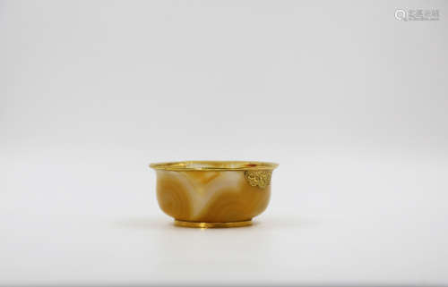 Chinese Agate Gold Painted Bowl
