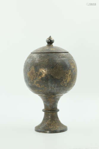 Chinese Silver Gold Gilded Vessel