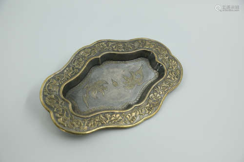 Chinese Silver Gold Gilded Plate