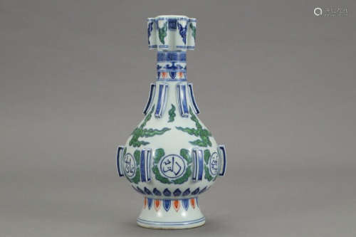 Chinese Ming Dynasty Zhengde Doucai Sanskrit Porcelain Bottle