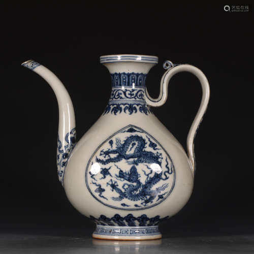 Chinese Ming Dynasty Blue And White Dragon Pattern Pot With Xuande Mark