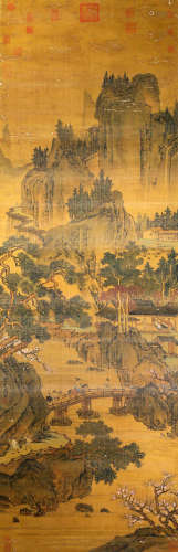 Chinese Ming Dynasty Ink Painting - Zhou Chen'S Green Landscape In Ming Dynasty