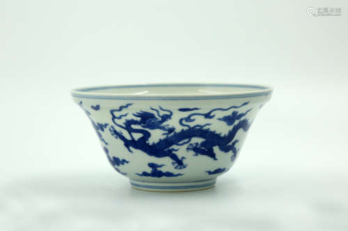 Chinese Qing Dynasty Daoguang Blue And White Porcelain Bowl
