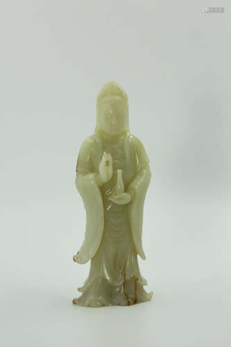 Chinese Qing Dynasty Hetian Jade Guanyin