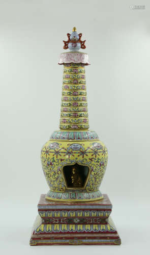 Chinese Qing Dynasty Qianlong Period Enamel Colored Pagoda