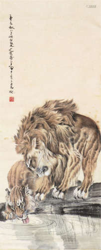 蔡鹤汀(1909-1976)双狮