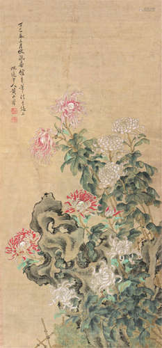 黄山寿(1855-1919)菊石图