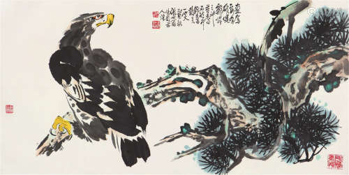 张世简(1926-2009)松鹰图