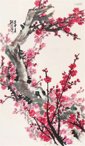 张世简(1926-2009)红梅