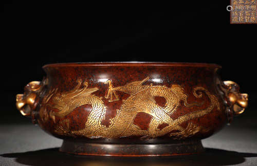 A GILT BRONZE CAST CENSER