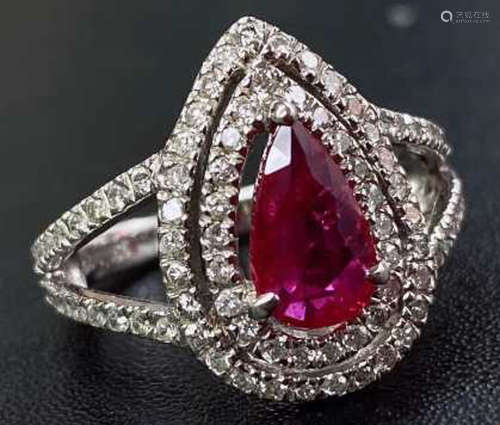 A 18K GOLD&RUBY&DIAMOND RING