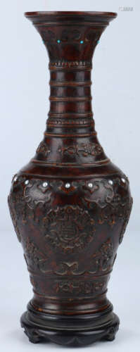 A CHENXIANG WOOD CARVED VASE