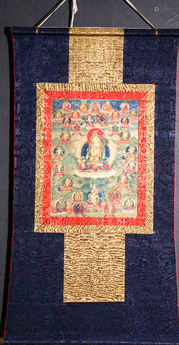 A MINERAL COLOR PAINTED TARA BUDDHA THANGKA