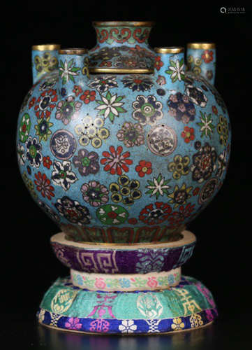 A CLOISONNE CAST VASE