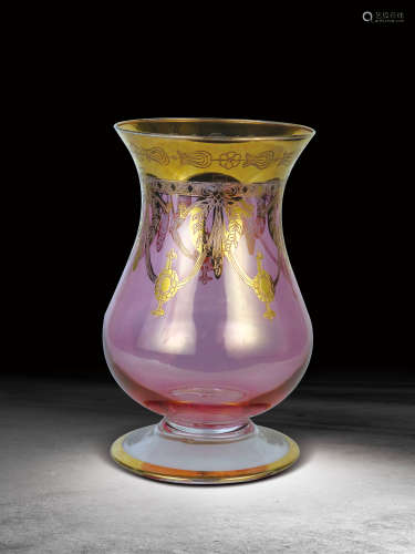 19世紀  金邊描金玻璃花瓶
