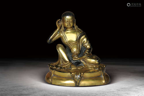 清  銅鎏金達賴佛坐像