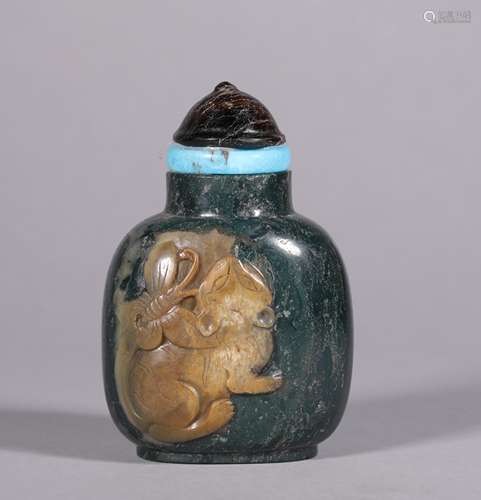 A CHINESE VINTAGE AGATE SNUFF BOTTLE