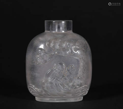 A CHINESE VINTAGE CRYSTAL SNUFF BOTTLE