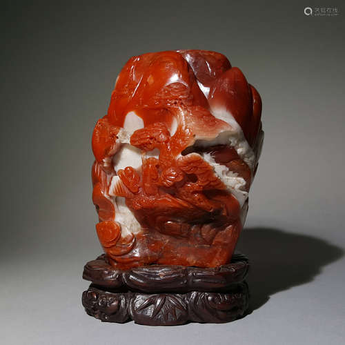 A CHINESE VINTAGE RED AGATE DECORATION ITEM