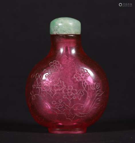 A CHINESE VINTAGE PINK GLASS SNUFF BOTTLE