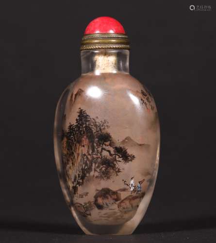 A CHINESE VINTAGE CRYSTAL SNUFF BOTTLE