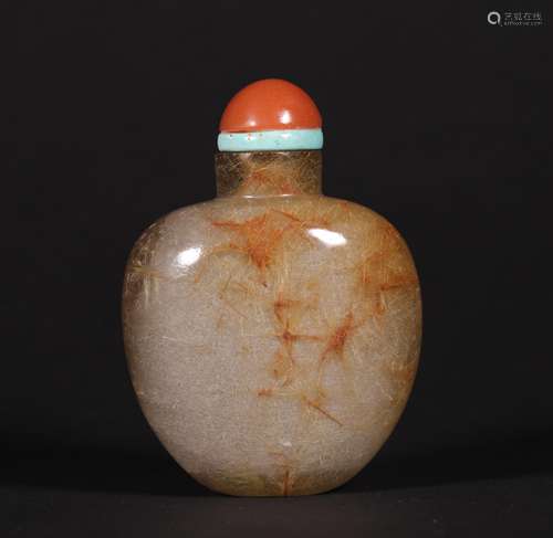 A CHINESE VINTAGE HAIR CRYSTAL SNUFF BOTTLE