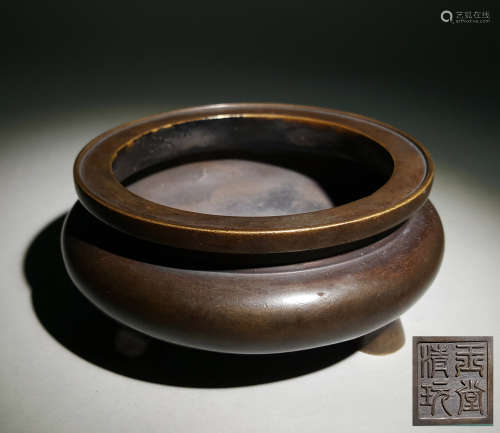 A CHINESE VINTAGE BRONZE INCENSE FURNACE