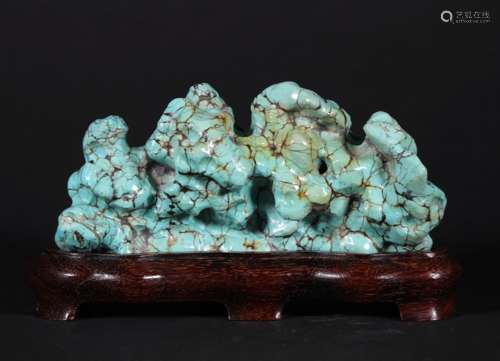 A CHINESE VINTAGE TURQUOISE BRUSH HOLDER