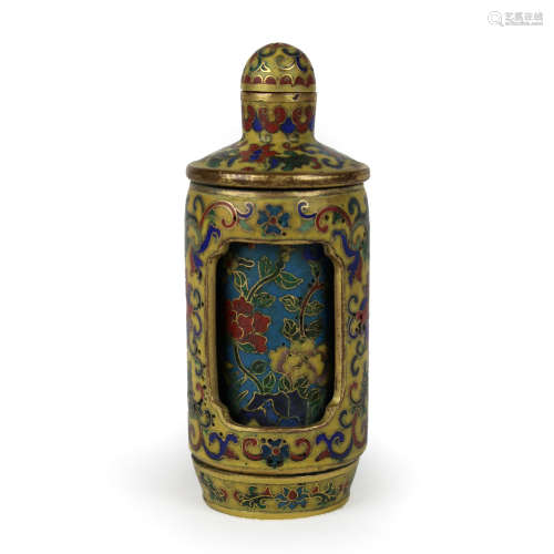 CLOISONNE ENAMEL REVOLVING SNUFF BOTTLE WITH MARK