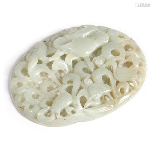 EXQUISITELY CARVED OPENWORK JADE BIRD PLAQUE