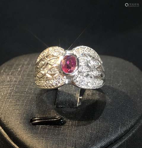 PLATINUM RUBY WITH DIAMOND INLAY ART WORKS RING