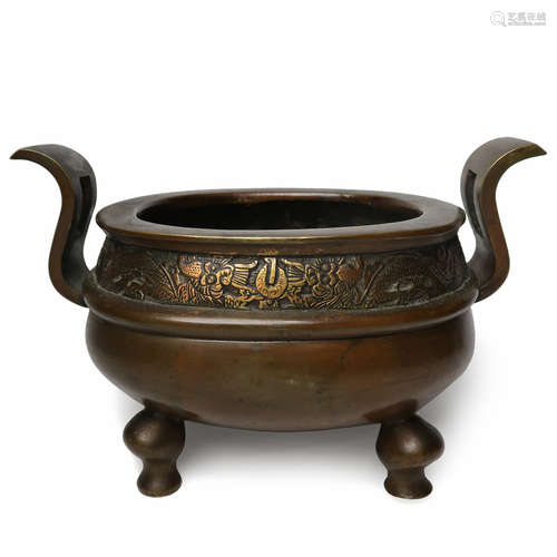 CHINESE BRONZE CENSER WITH MARK